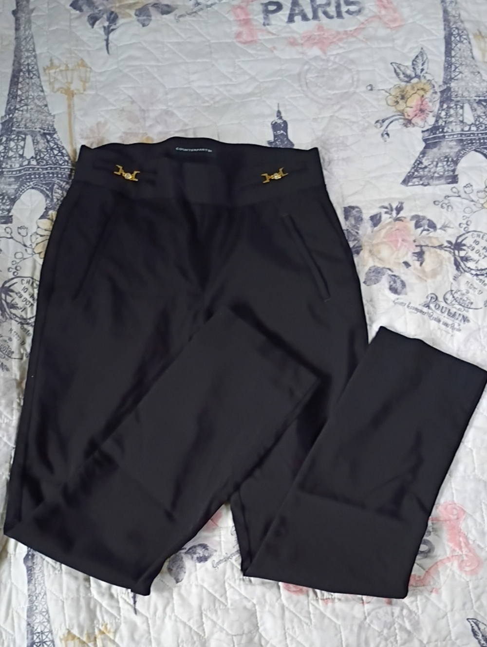 Counterparts Black Straight-Leg Pants with Gold Zipper Accents